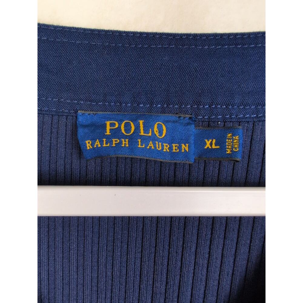 Polo Ralph Lauren navy blue ribbed knit lace up midi dress Sz XL Preppy Minimal - Picture 4 of 9
